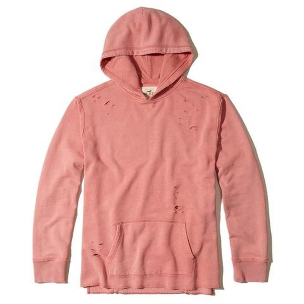 Hollister Distressed Hoodie Pink Peach Size Large